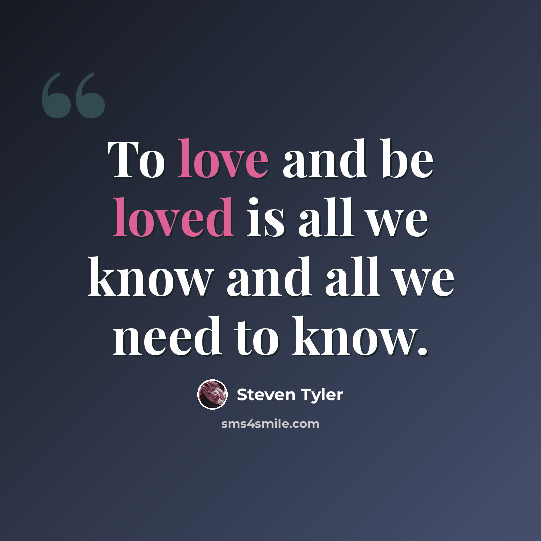 “To love and be loved is all we know and all we need to know.” quote by Steven Tyler