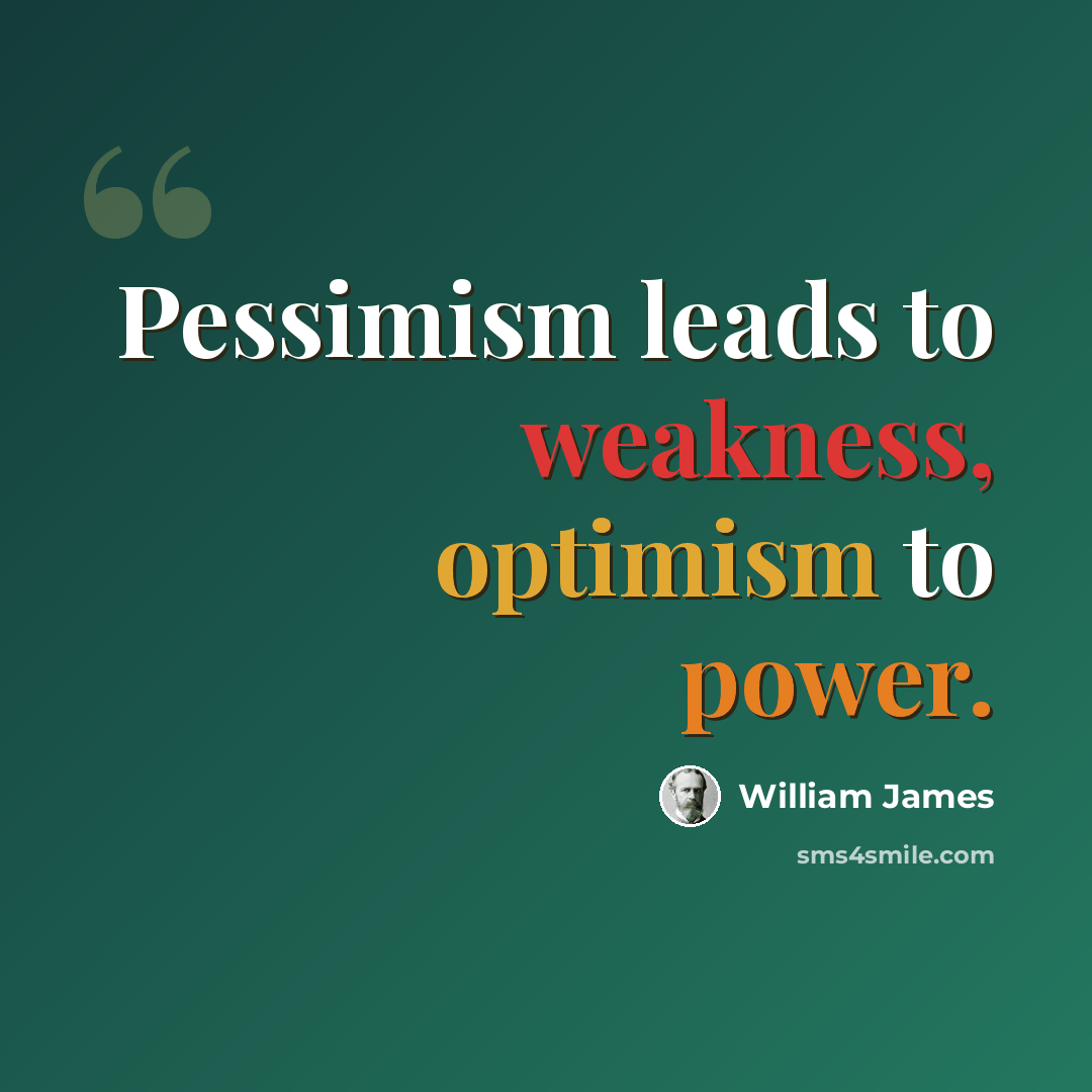 “Pessimism leads to weakness, optimism to power.” quote by William James