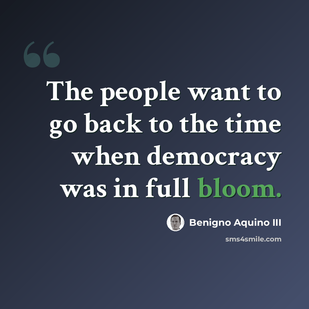 “The people want to go back to the time when democracy was in full bloom.” quote by Benigno Aquino III