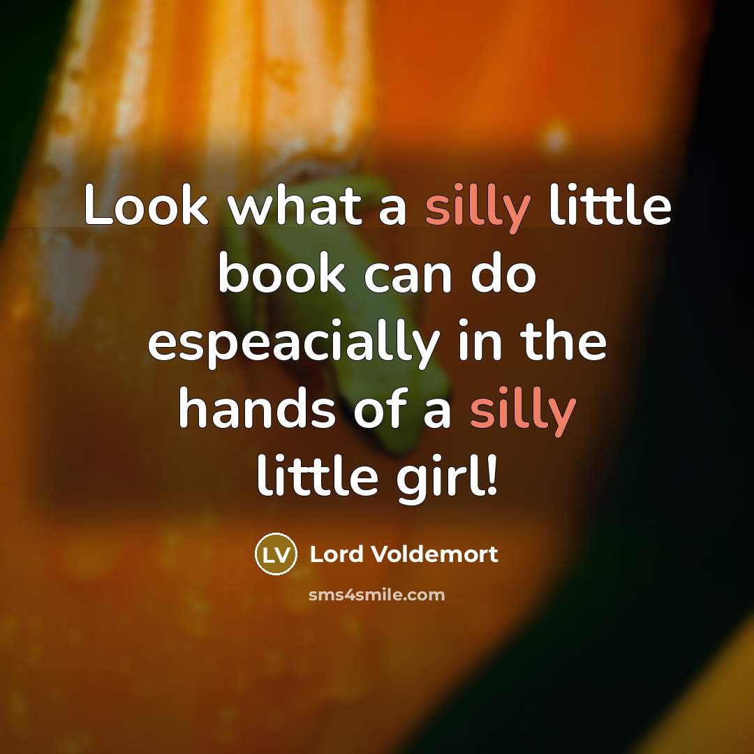 “Look what a silly little book can do espeacially in the hands of a silly little girl!” quote by Lord Voldemort