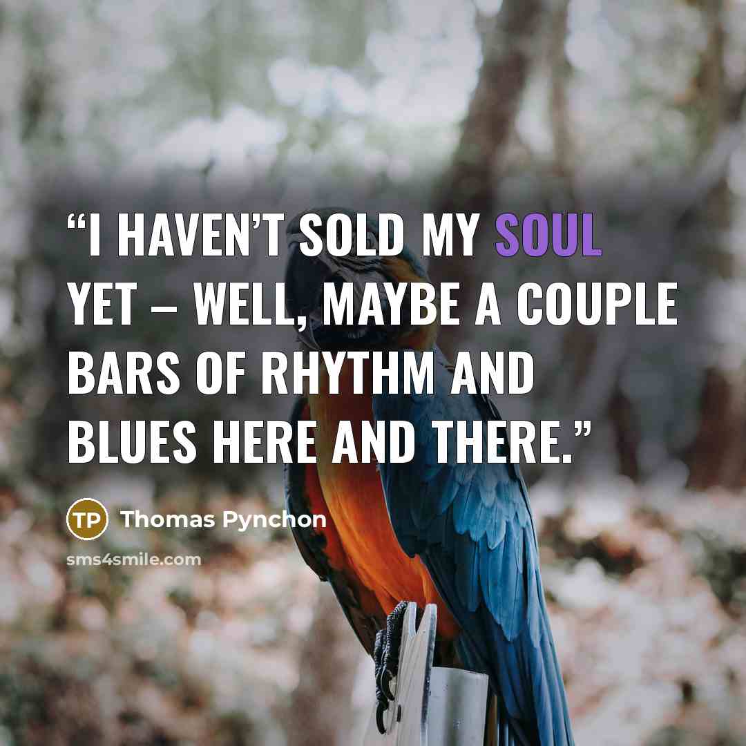 “I haven’t sold my soul yet – well, maybe a couple bars of rhythm and blues here and there.” quote by Thomas Pynchon