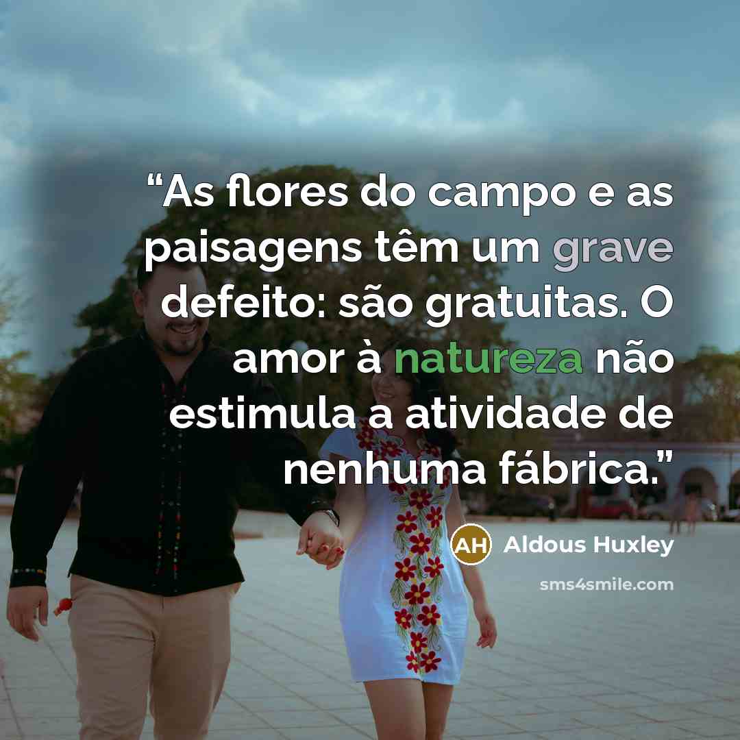 “As flores do campo e as paisagens têm um grave defeito: são gratuitas. O amor à natureza não estimula a atividade de nenhuma fábrica.” quote by Aldous Huxley