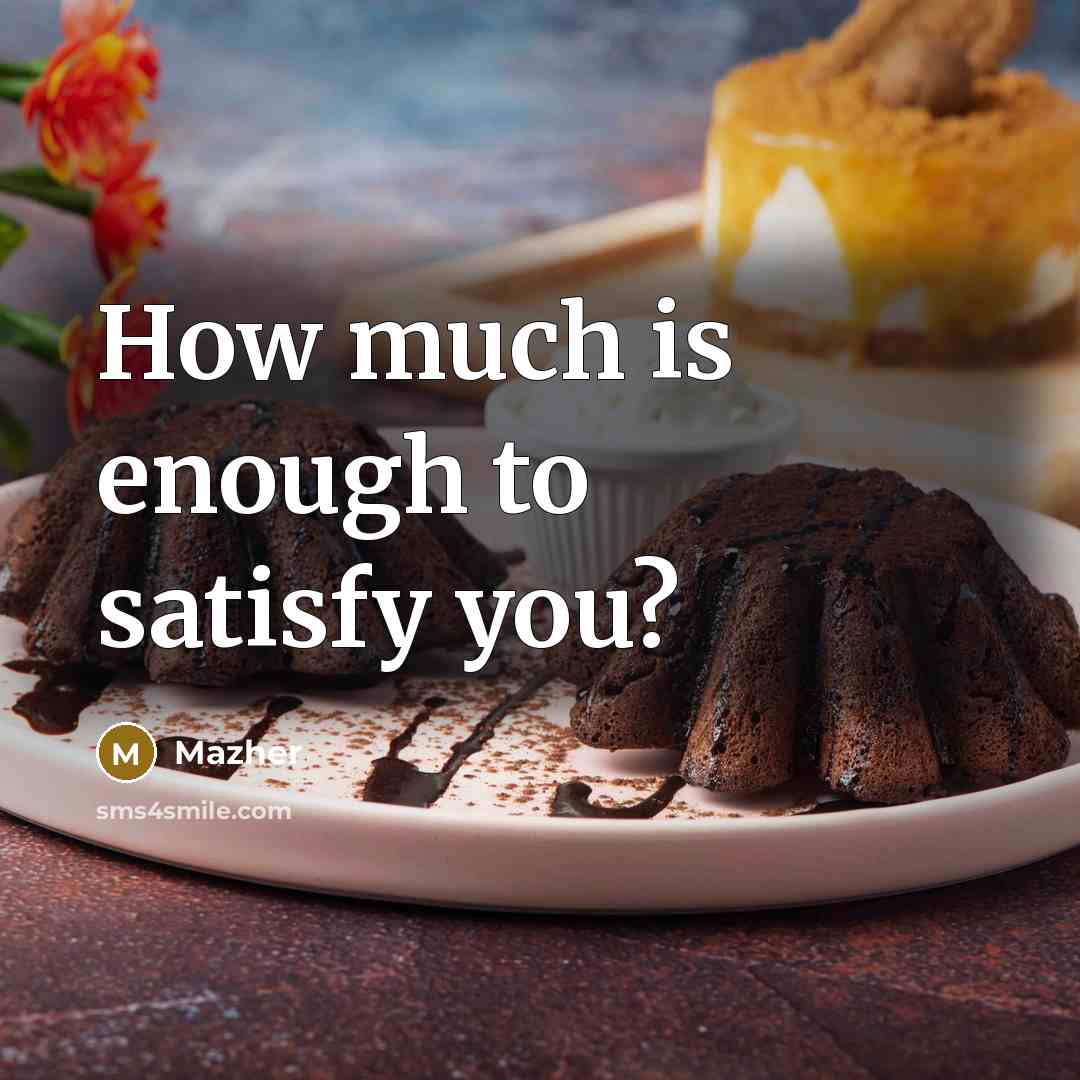 “How much is enough to satisfy you?” quote by Mazher