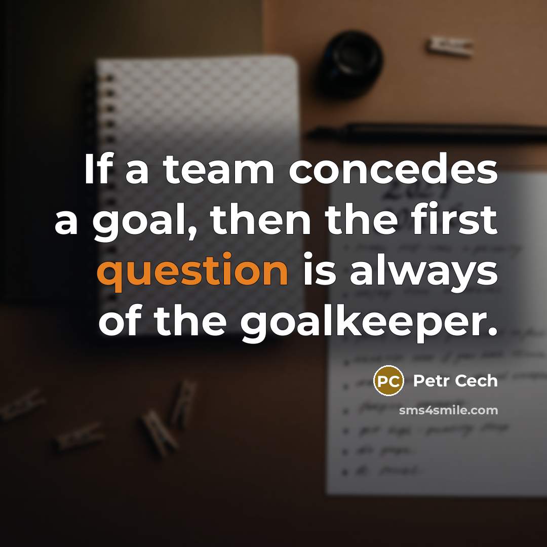 “If a team concedes a goal, then the first question is always of the goalkeeper.” quote by Petr Cech
