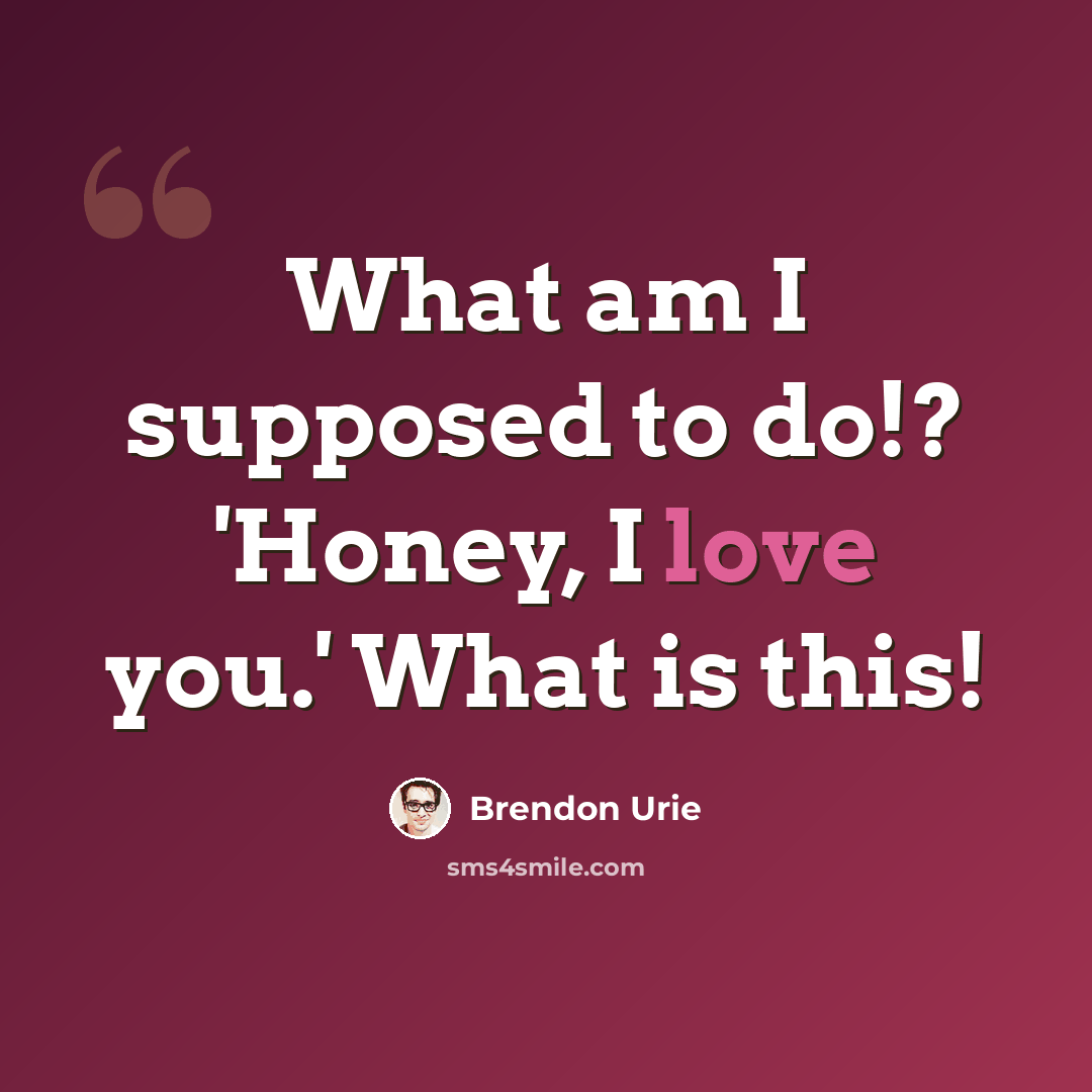 “What am I supposed to do!? 'Honey, I love you.' What is this!” quote by Brendon Urie