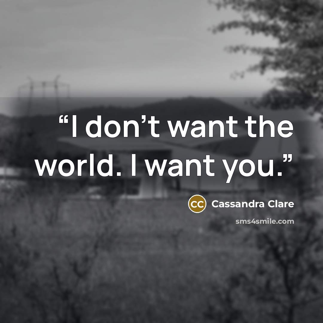 “I don't want the world. I want you.” quote by Cassandra Clare