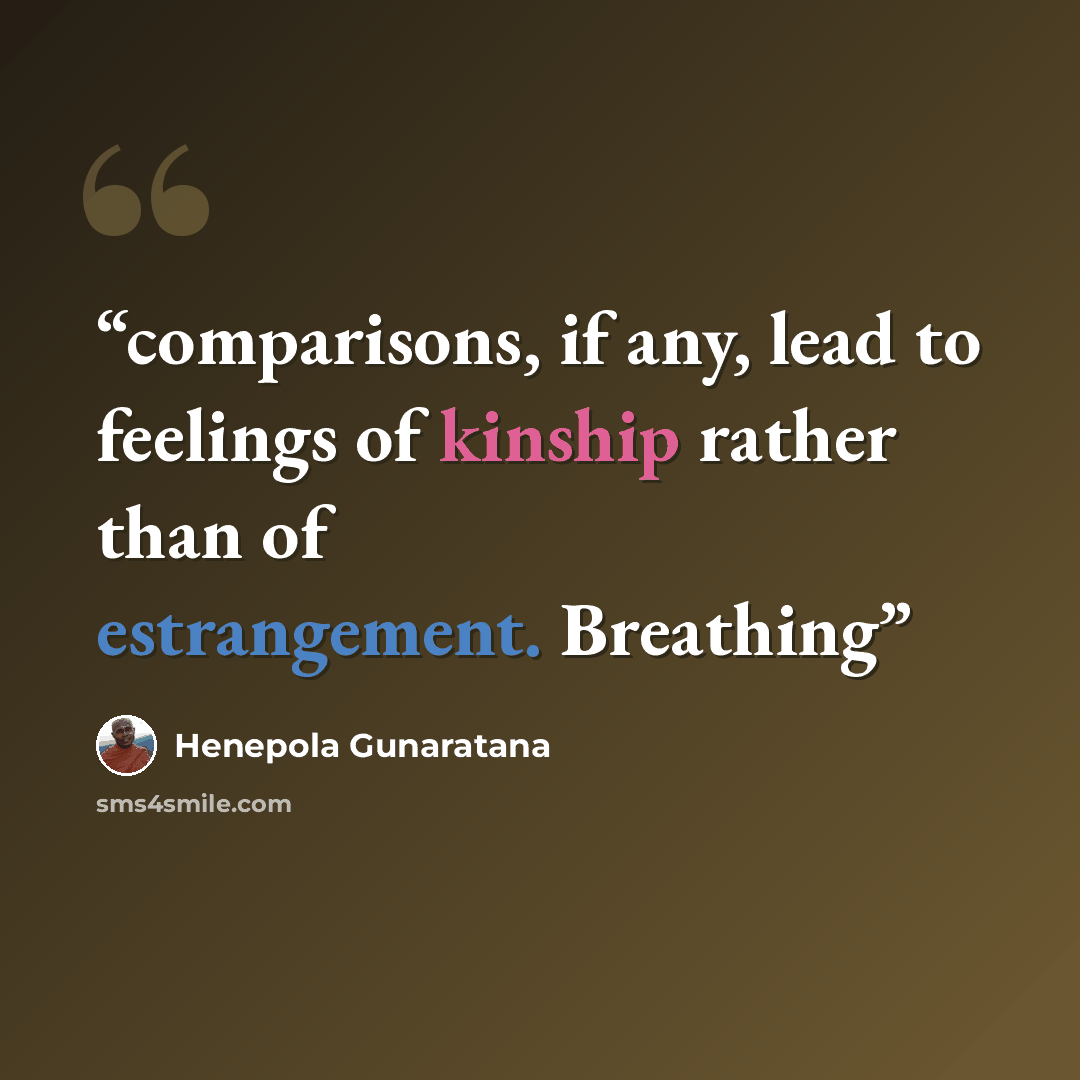 “comparisons, if any, lead to feelings of kinship rather than of estrangement. Breathing” quote by Henepola Gunaratana