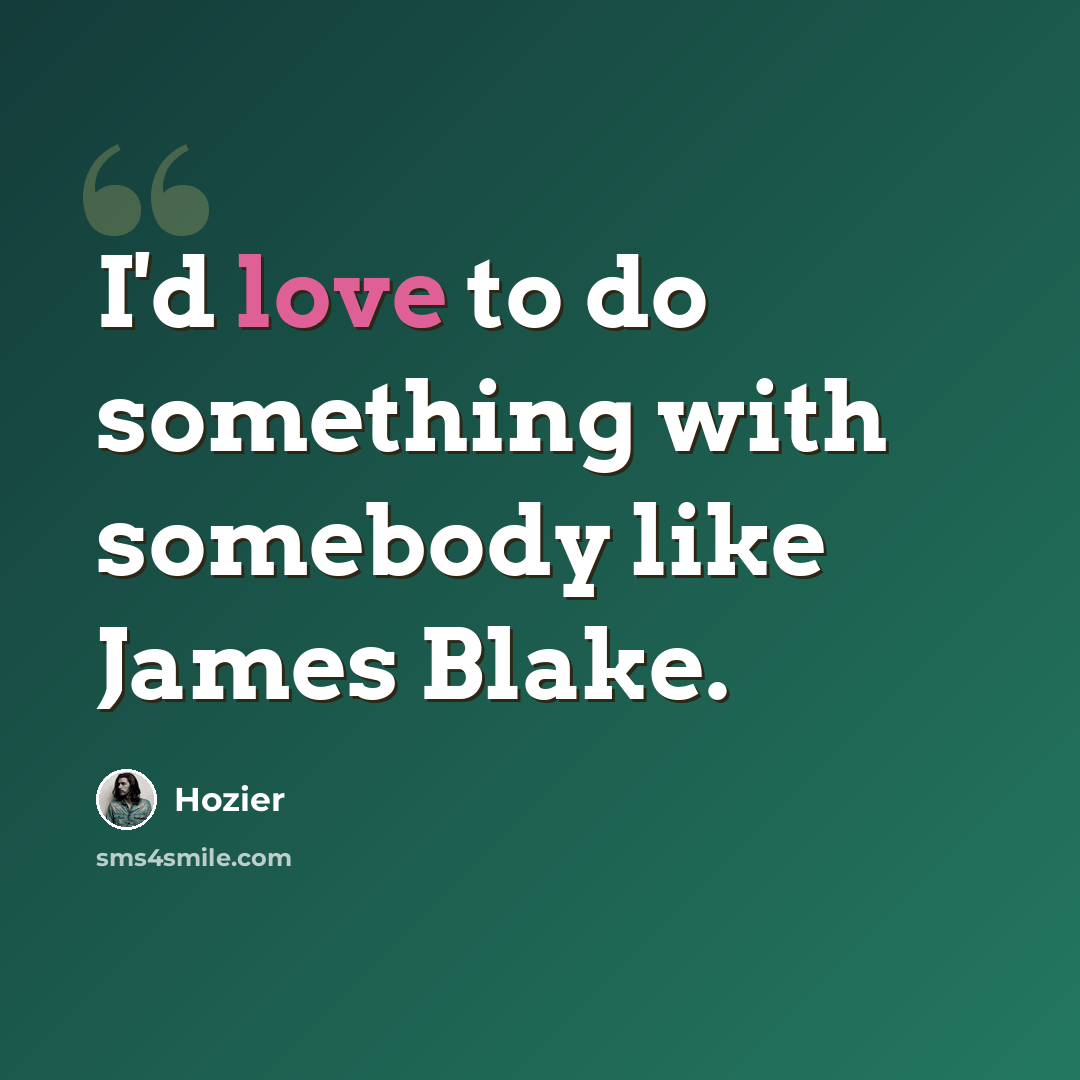 “I'd love to do something with somebody like James Blake.” quote by Hozier