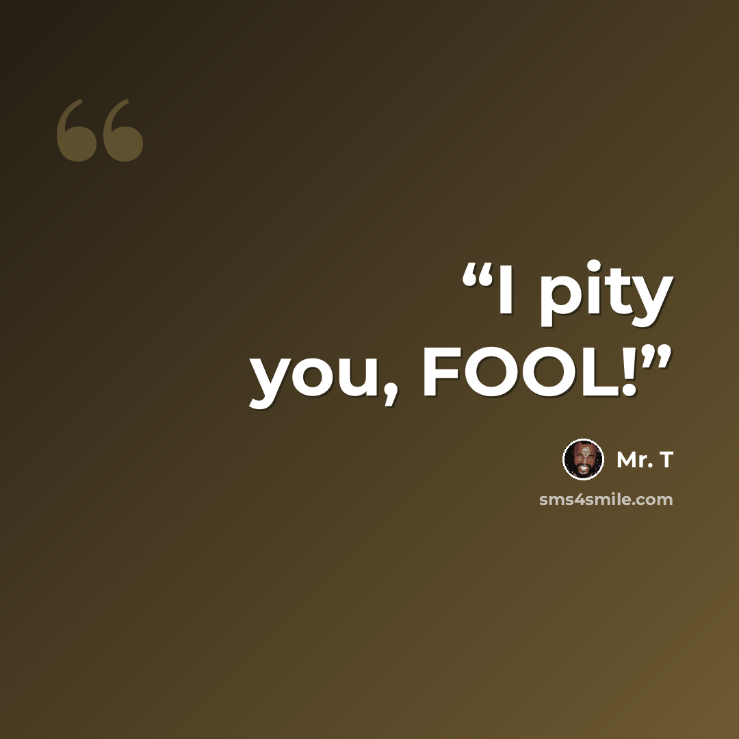 “I pity you, FOOL!” quote by Mr. T