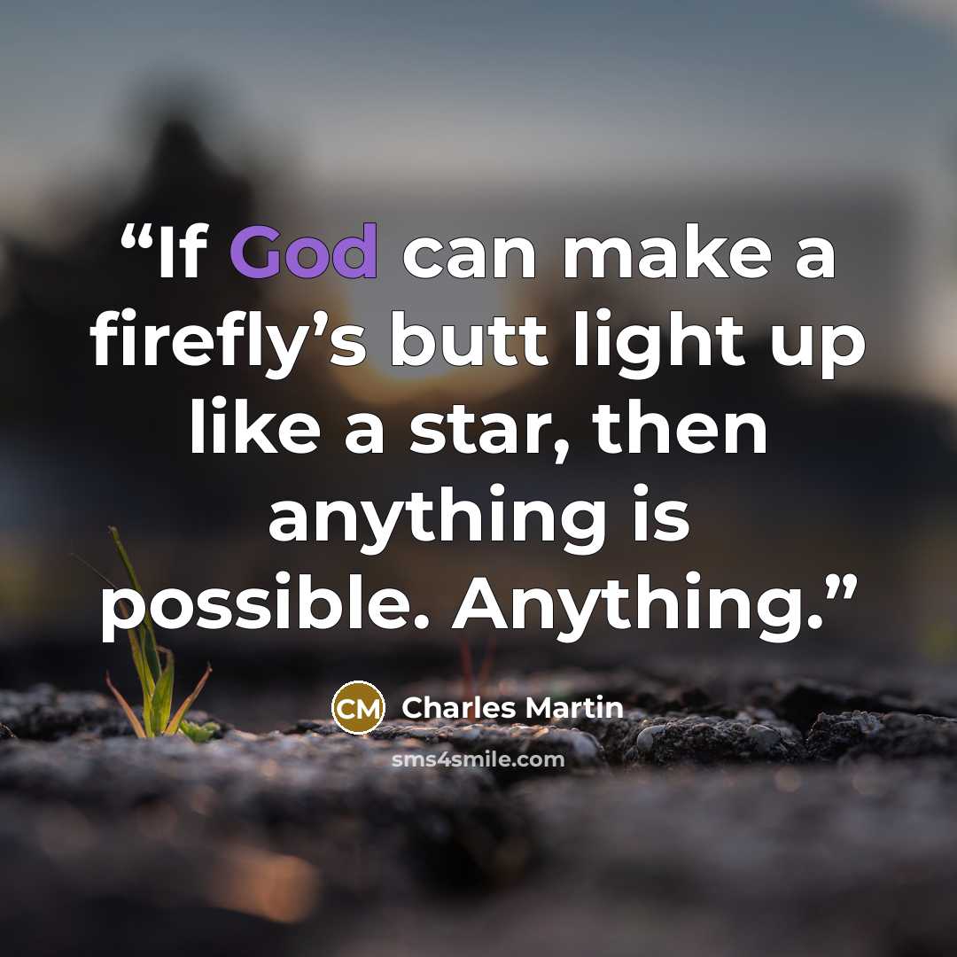 “If God can make a firefly’s butt light up like a star, then anything is possible. Anything.” quote by Charles Martin