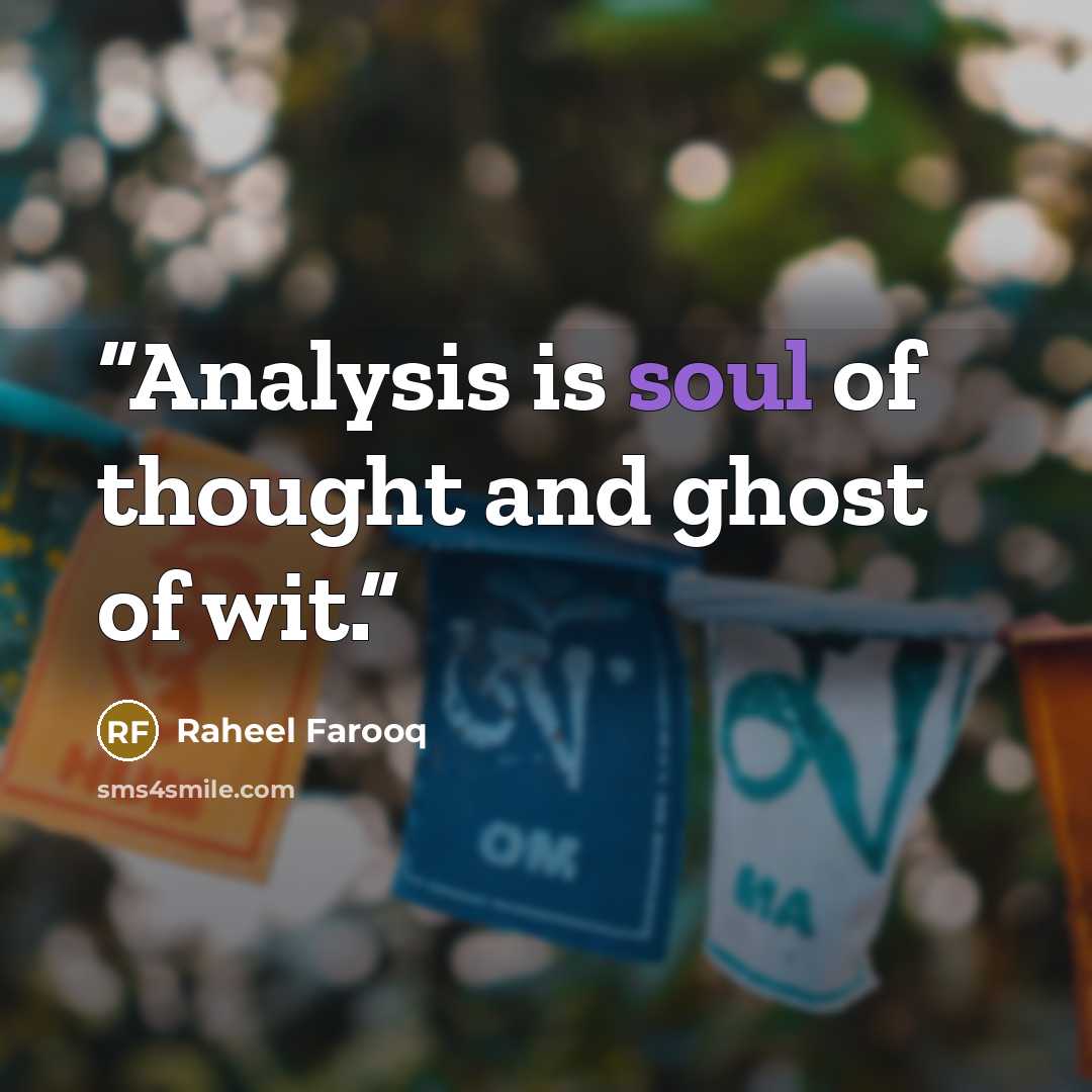 “Analysis is soul of thought and ghost of wit.” quote by Raheel Farooq