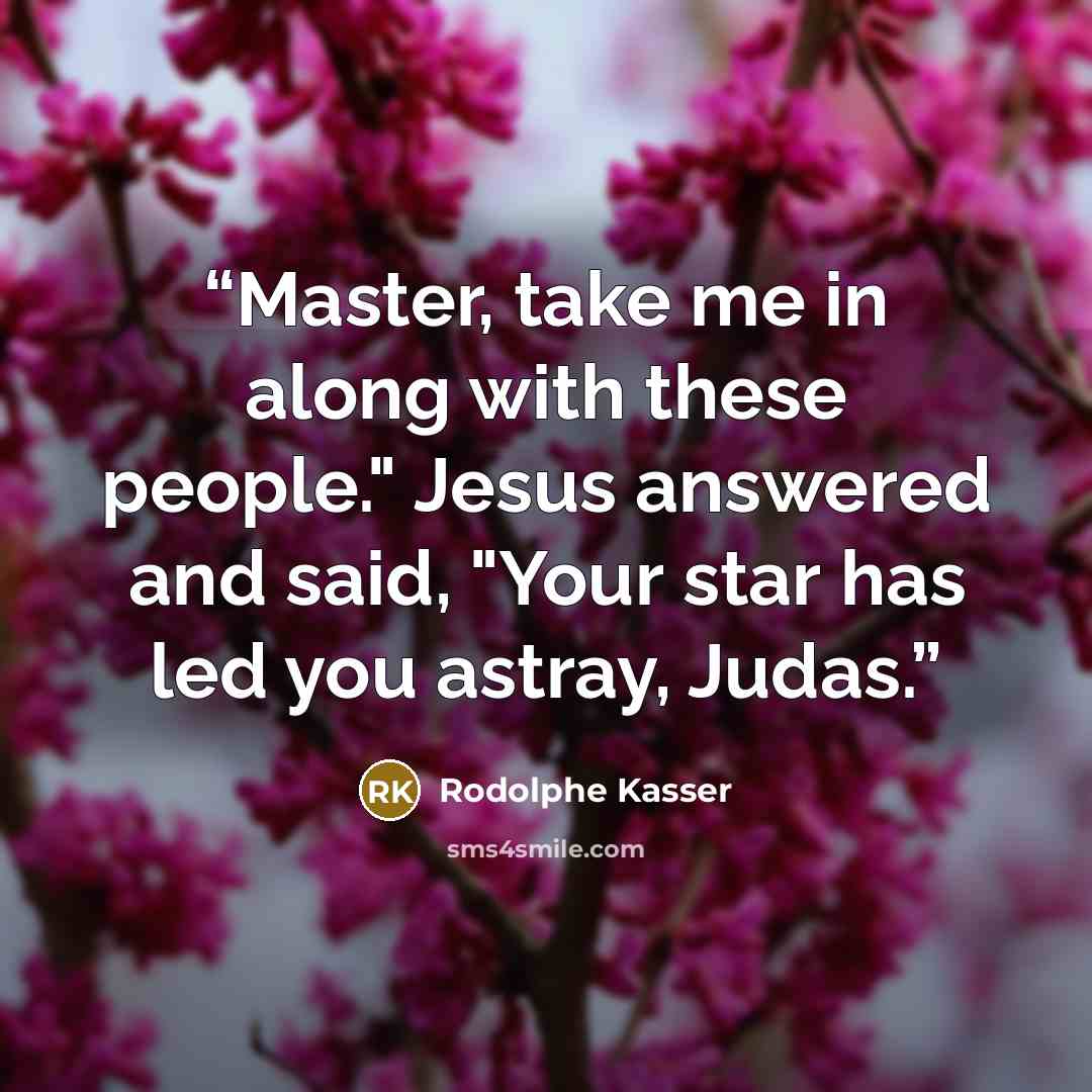 “Master, take me in along with these people." Jesus answered and said, "Your star has led you astray, Judas.” quote by Rodolphe Kasser