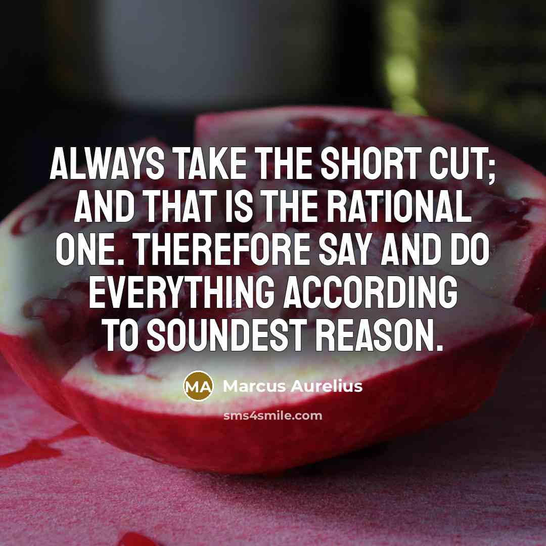 “Always take the short cut; and that is the rational one. Therefore say and do everything according to soundest reason.” quote by Marcus Aurelius