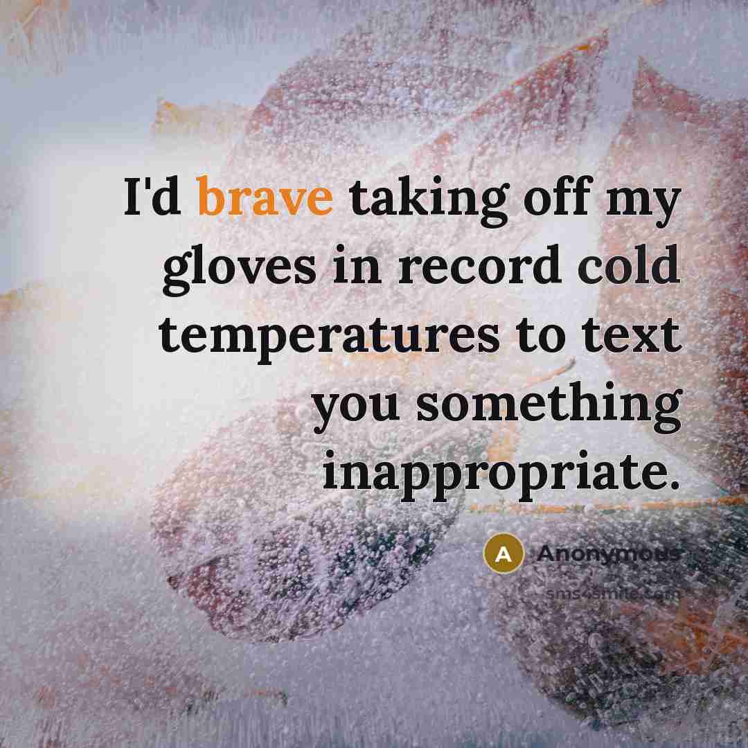 “I'd brave taking off my gloves in record cold temperatures to text you something inappropriate.” quote by Anonymous