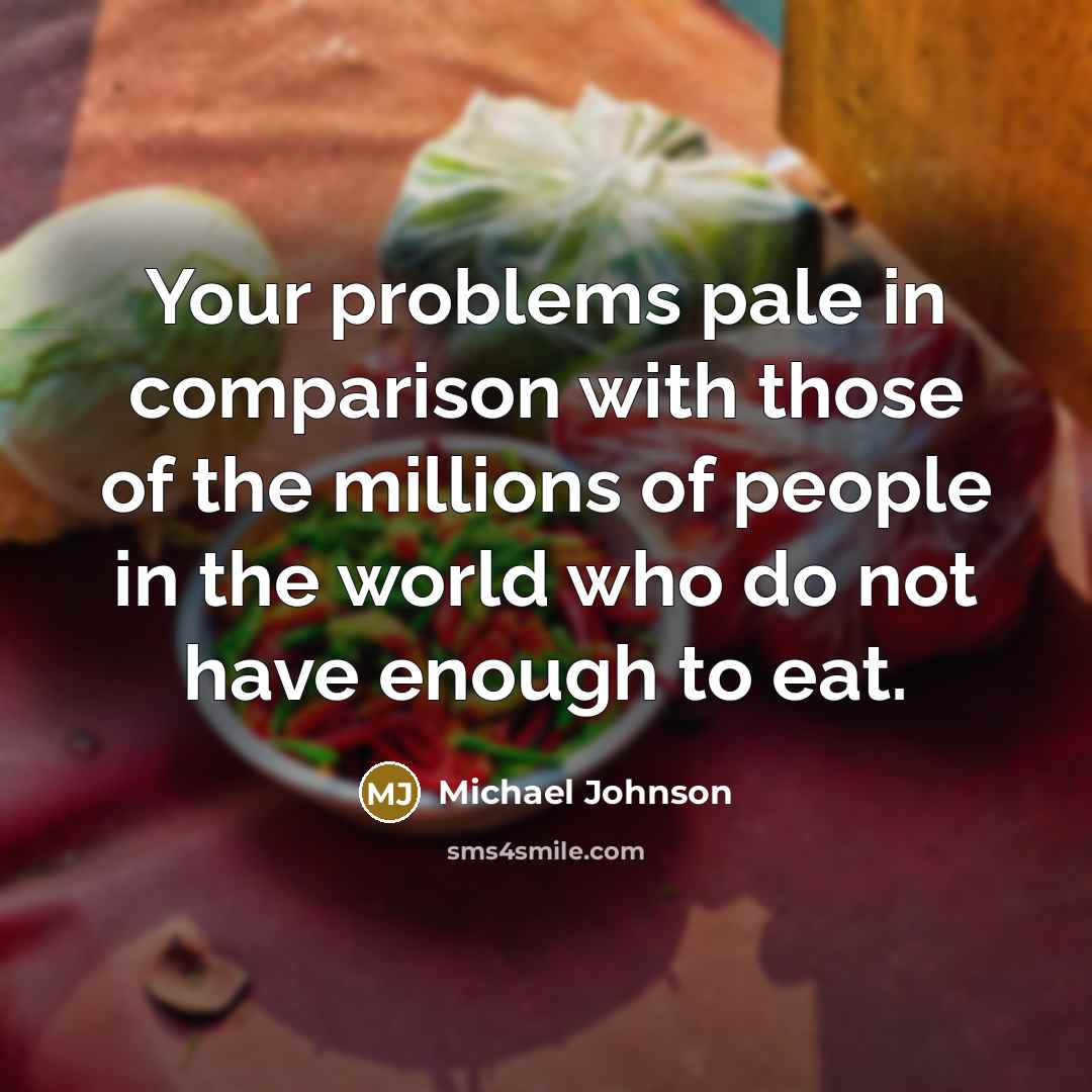 “Your problems pale in comparison with those of the millions of people in the world who do not have enough to eat.” quote by Michael Johnson
