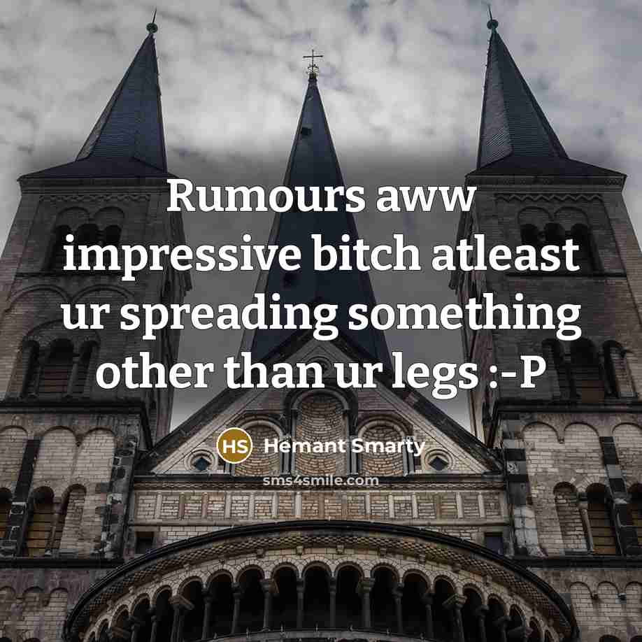 “Rumours aww impressive bitch atleast ur spreading something other than ur legs :-P” quote by Hemant Smarty
