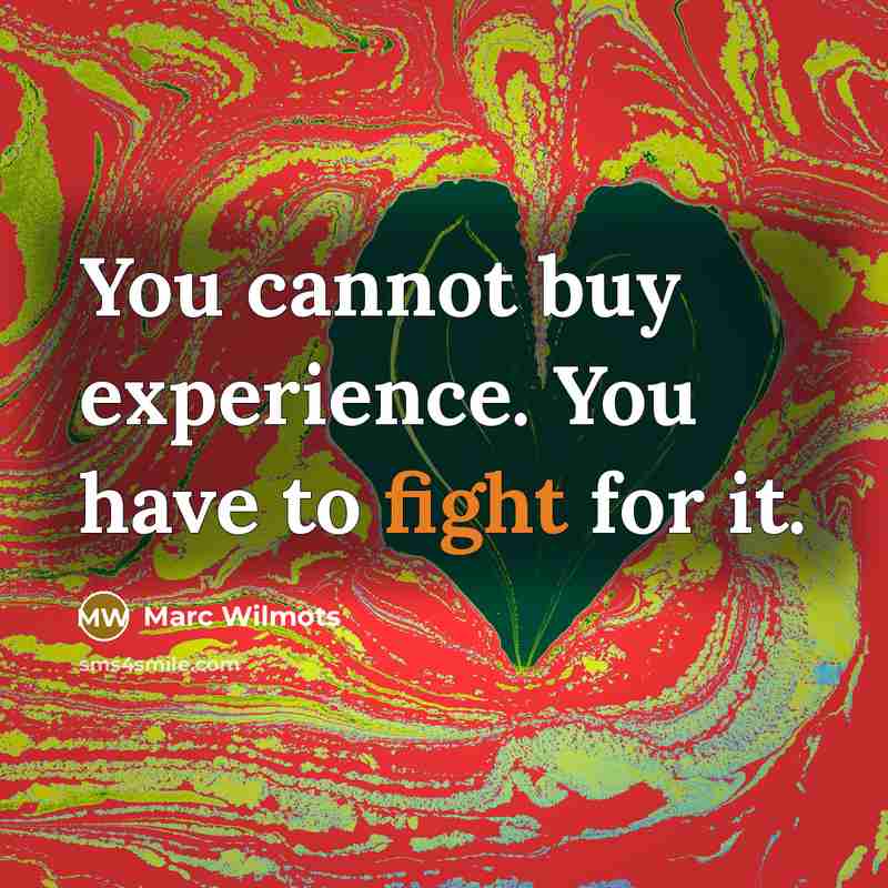 “You cannot buy experience. You have to fight for it.” quote by Marc Wilmots