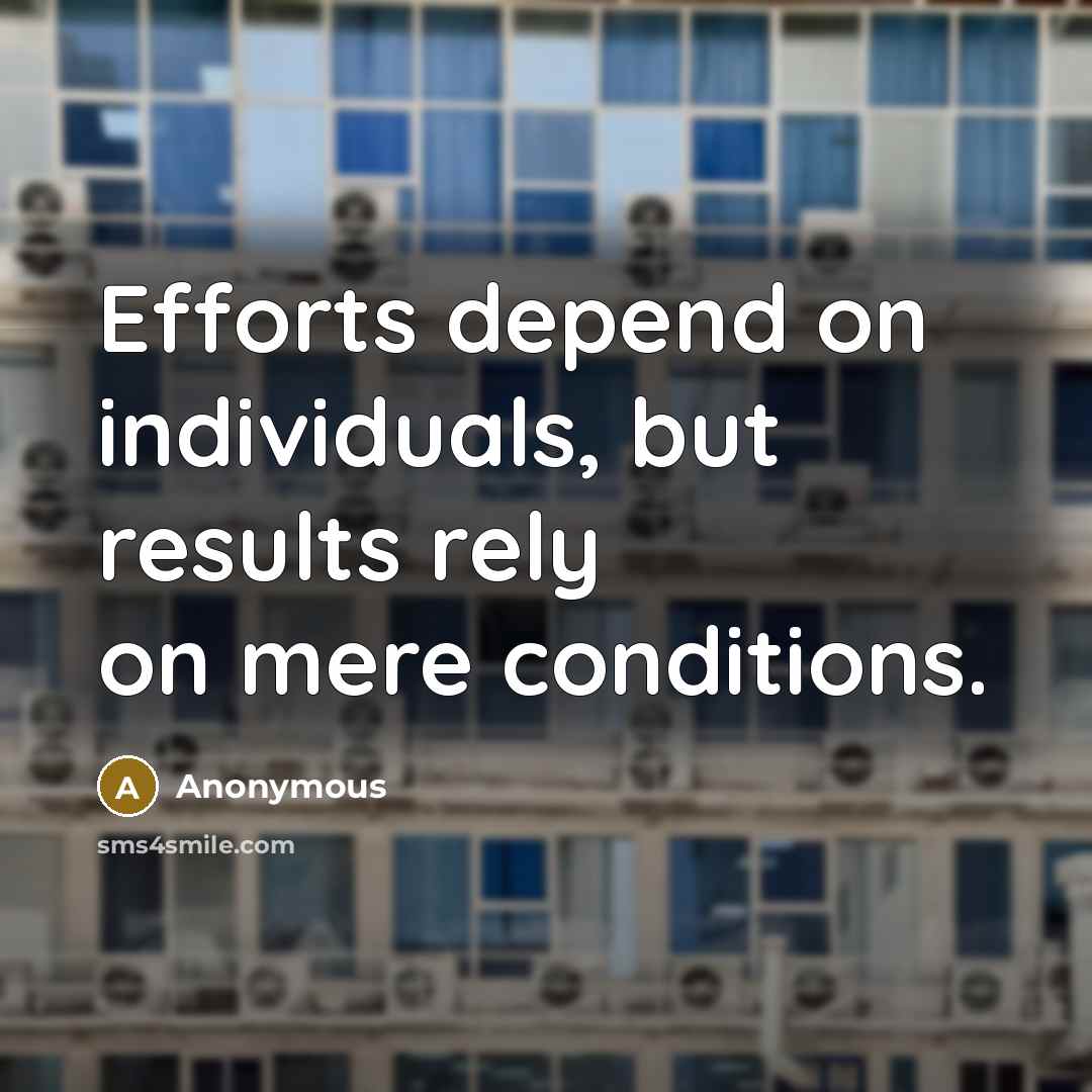 “Efforts depend on individuals, but results rely on mere conditions.” quote by Anonymous