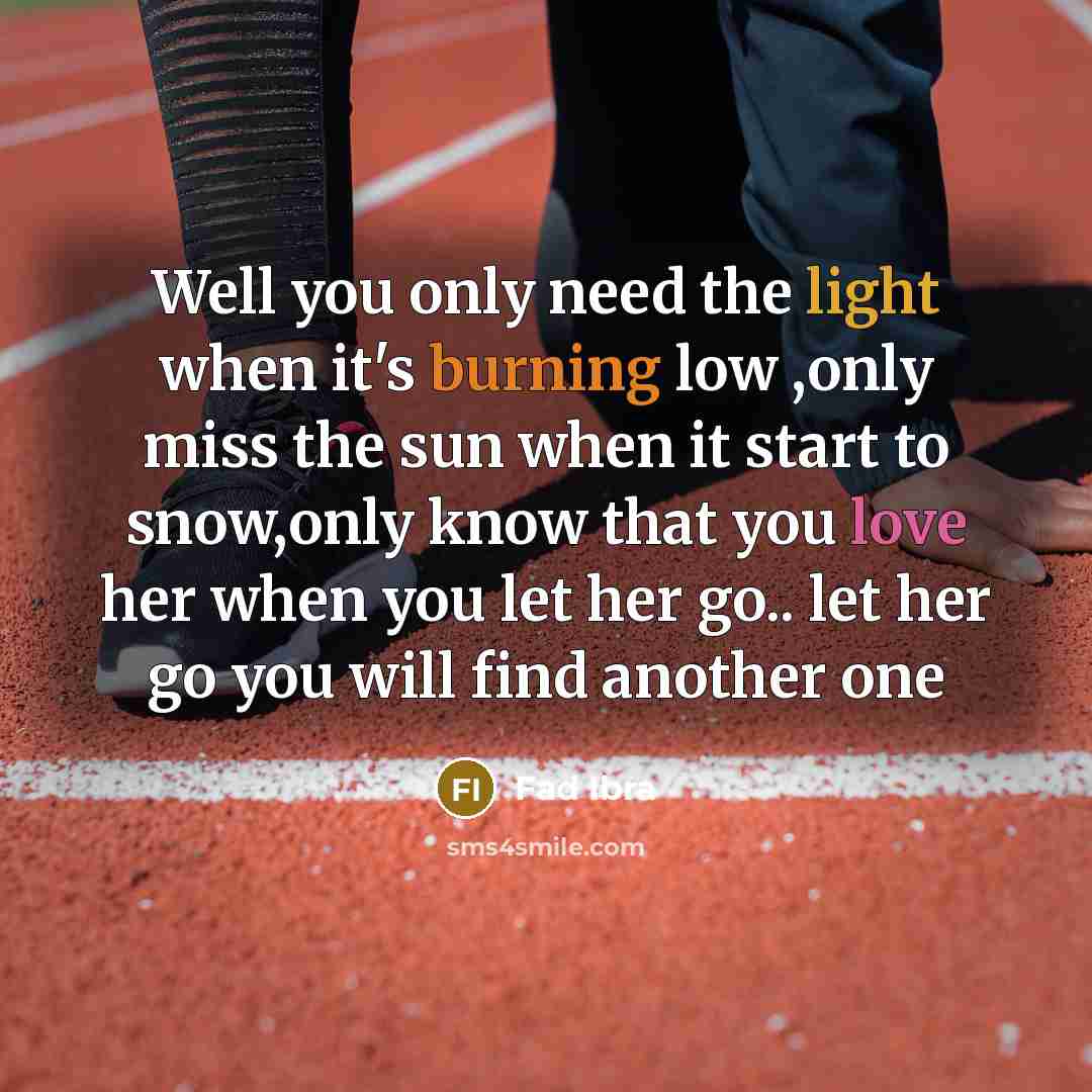 “Well you only need the light when it's burning low ,only miss the sun when it start to snow,only know that you love her when you let her go.. let her go you will find another one” quote by Fad Ibra