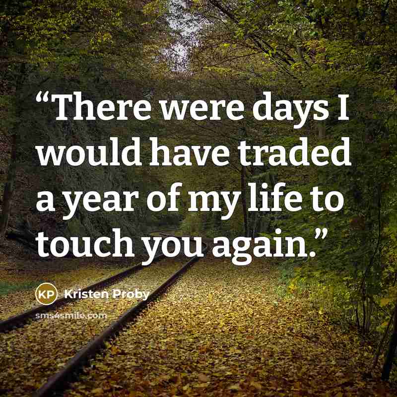 “There were days I would have traded a year of my life to touch you again.” quote by Kristen Proby