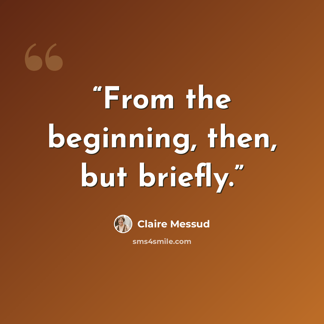 “From the beginning, then, but briefly.” quote by Claire Messud