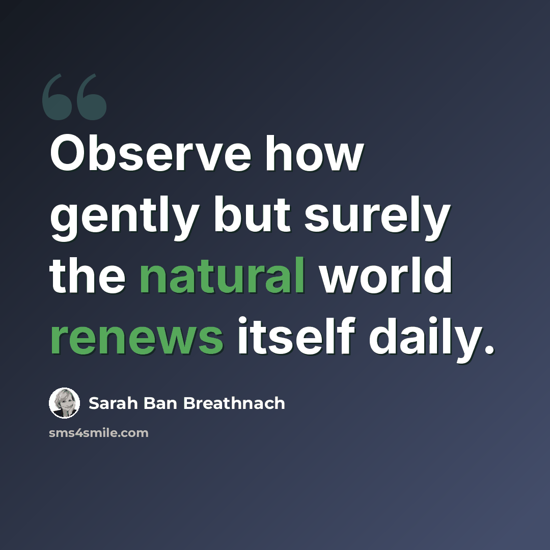 “Observe how gently but surely the natural world renews itself daily.” quote by Sarah Ban Breathnach