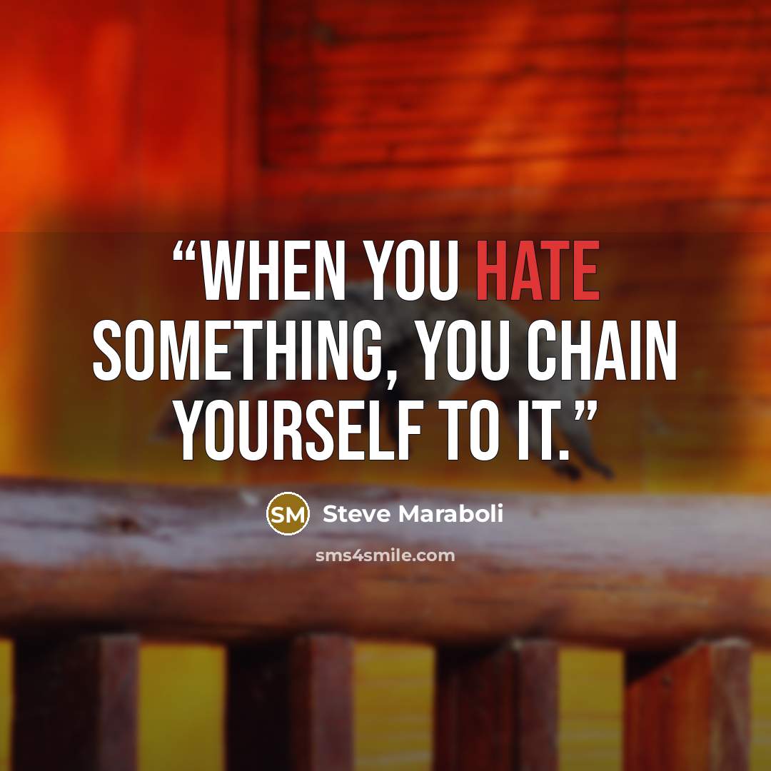 “When you hate something, you chain yourself to it.” quote by Steve Maraboli