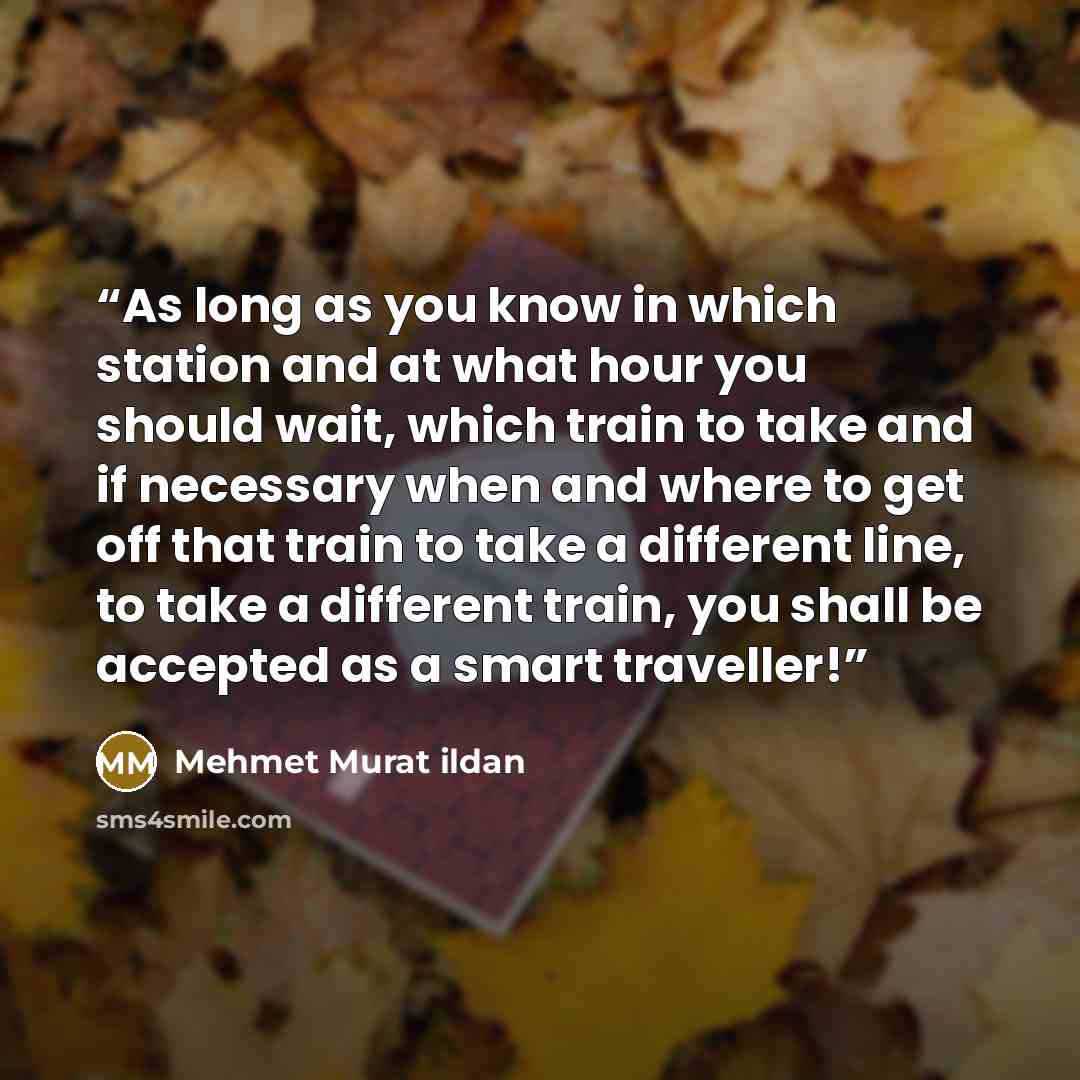 “As long as you know in which station and at what hour you should wait, which train to take and if necessary when and where to get off that train to take a different line, to take a different train, you shall be accepted as a smart traveller!” quote by Mehmet Murat ildan