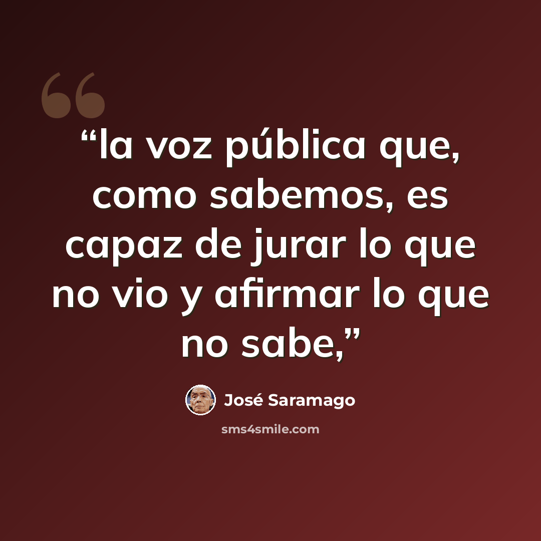 “la voz pública que, como sabemos, es capaz de jurar lo que no vio y afirmar lo que no sabe,” quote by José Saramago