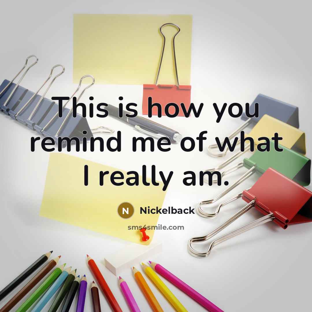 “This is how you remind me of what I really am.” quote by Nickelback