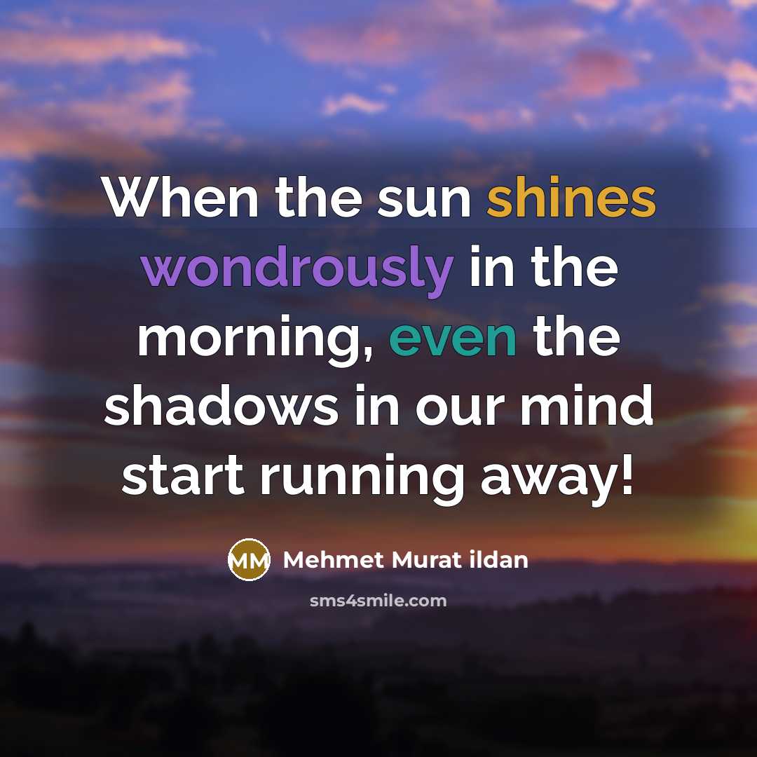 “When the sun shines wondrously in the morning, even the shadows in our mind start running away!” quote by Mehmet Murat Ildan