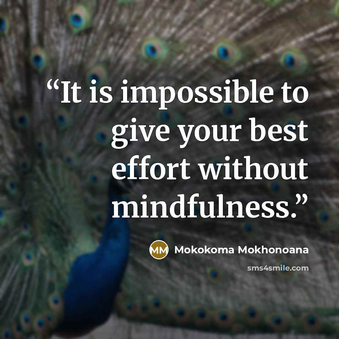 “It is impossible to give your best effort without mindfulness.” quote by Mokokoma Mokhonoana