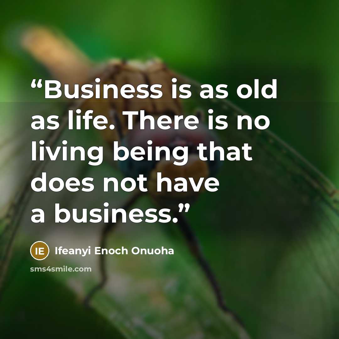 “Business is as old as life. There is no living being that does not have a business.” quote by Ifeanyi Enoch Onuoha