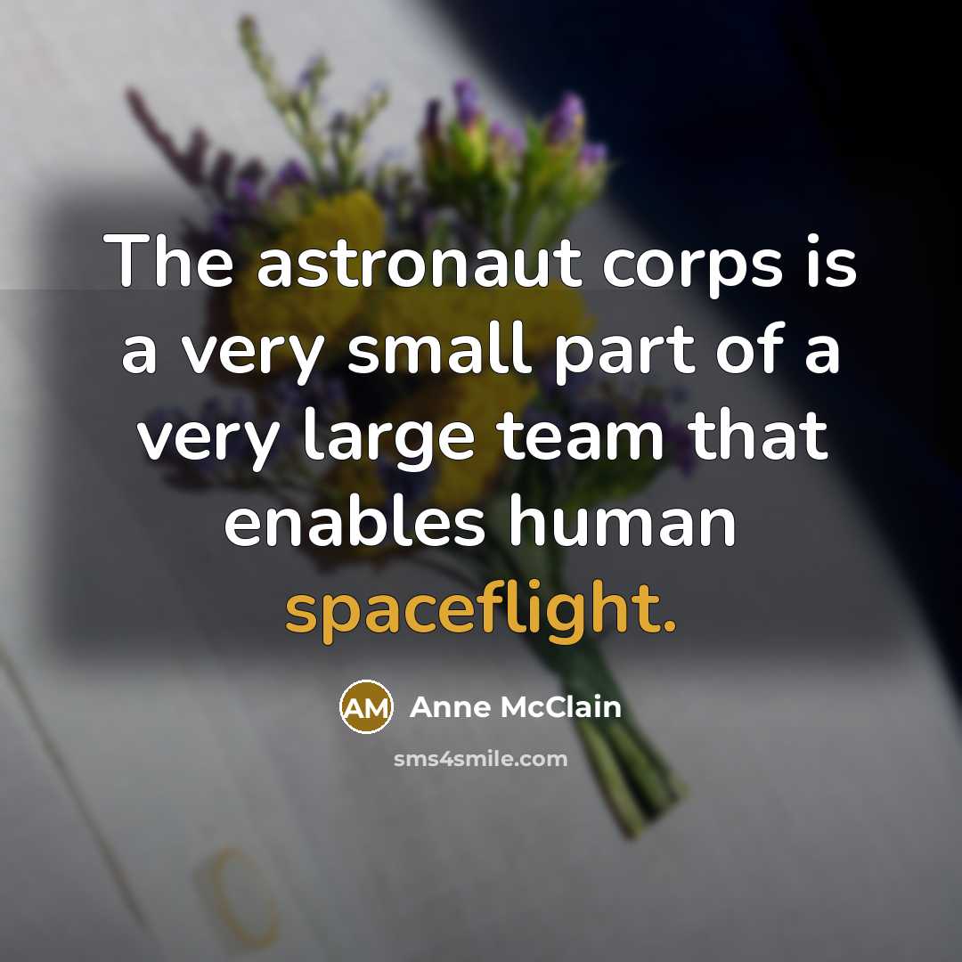 “The astronaut corps is a very small part of a very large team that enables human spaceflight.” quote by Anne McClain