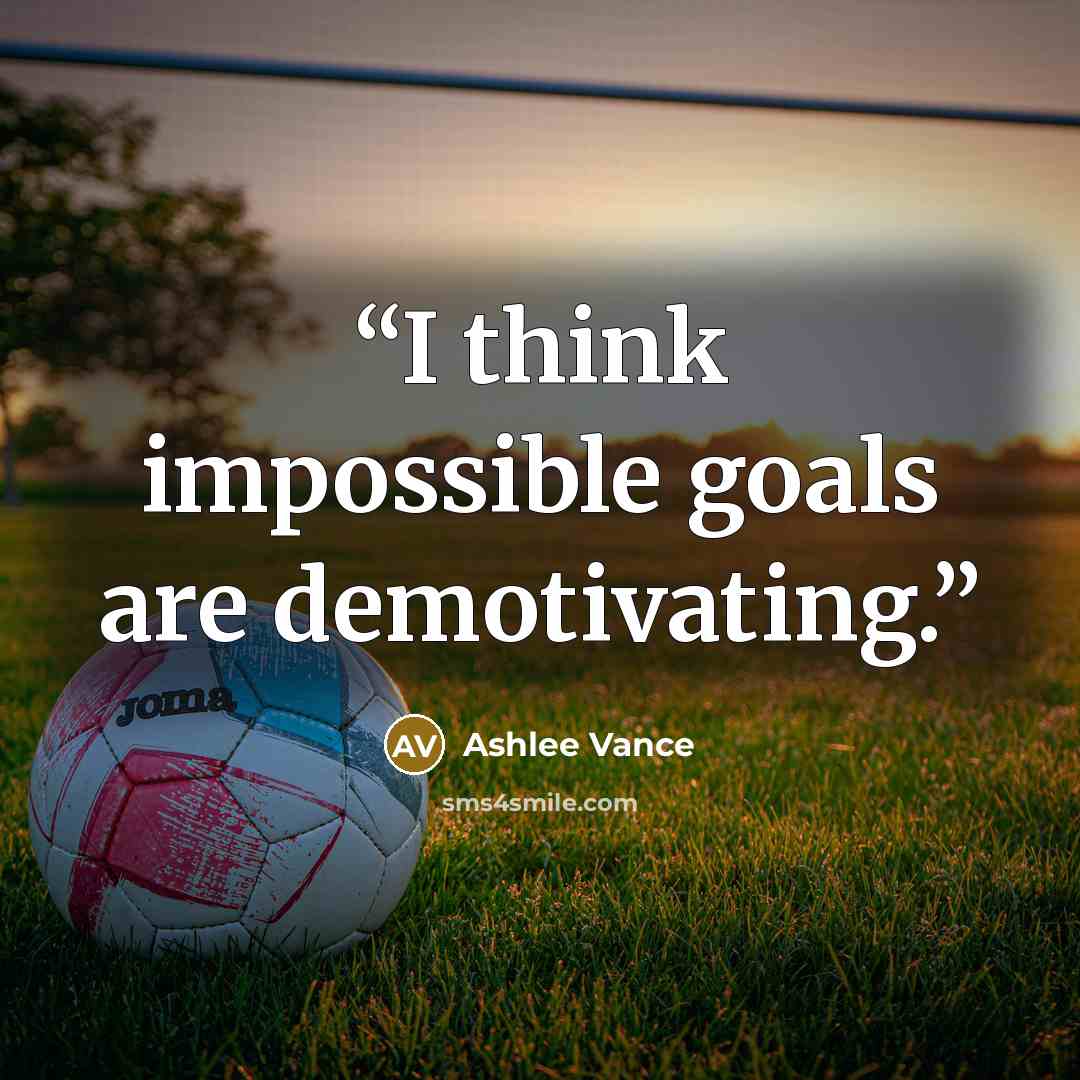 “I think impossible goals are demotivating.” quote by Ashlee Vance