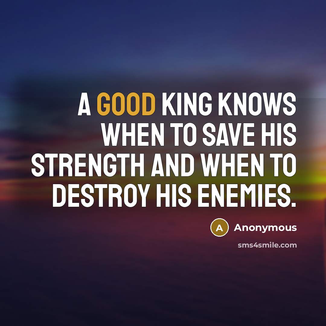 “A good king knows when to save his strength and when to destroy his enemies.” quote by Anonymous