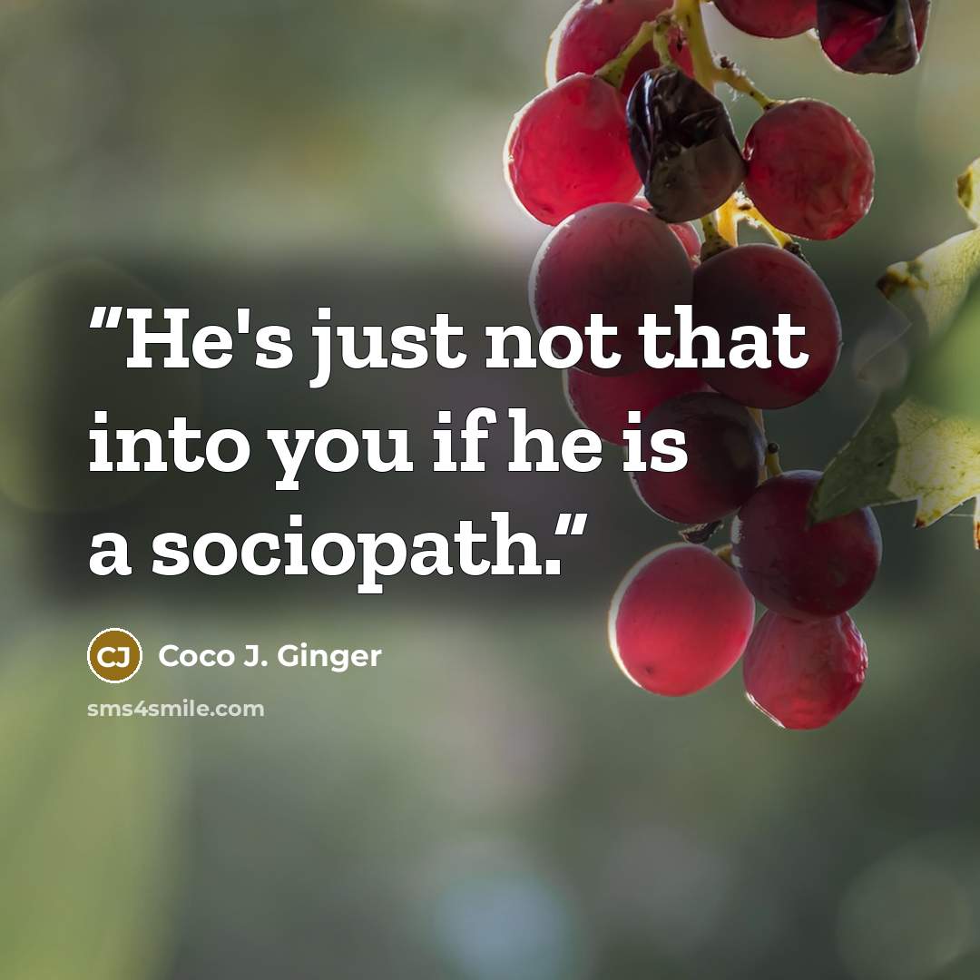 “He's just not that into you if he is a sociopath.” quote by Coco J. Ginger