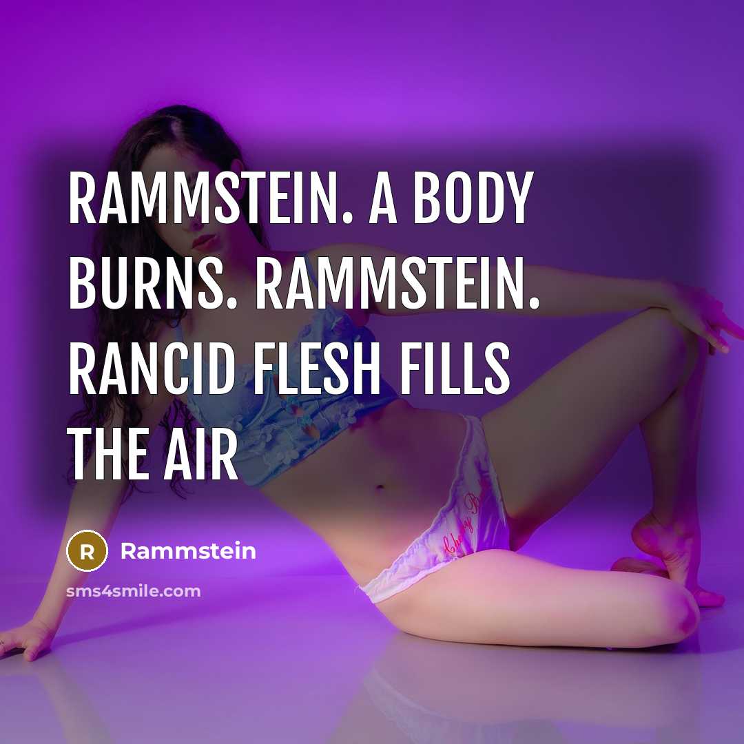 “Rammstein. A body burns. Rammstein. Rancid flesh fills the air” quote by Rammstein