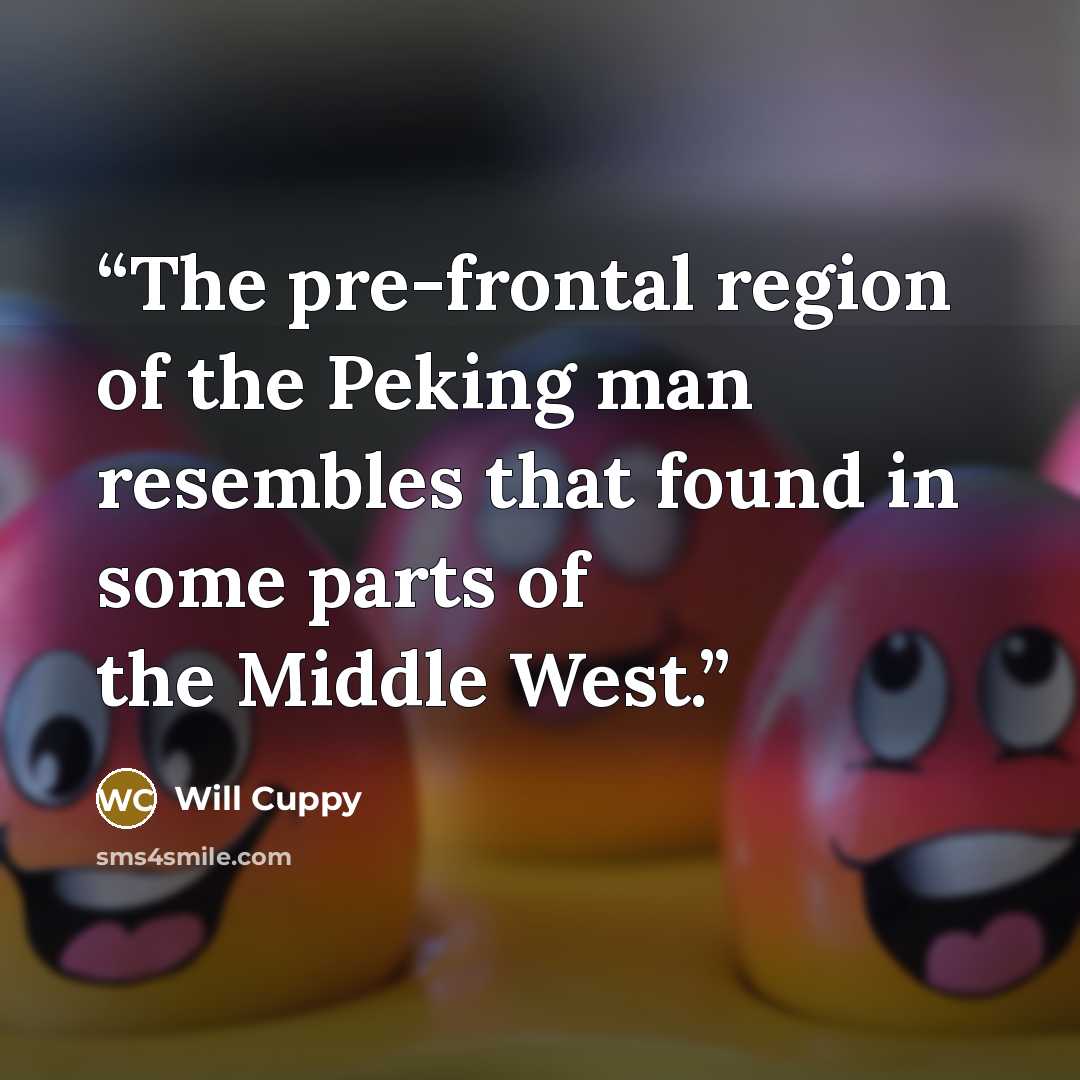 “The pre-frontal region of the Peking man resembles that found in some parts of the Middle West.” quote by Will Cuppy