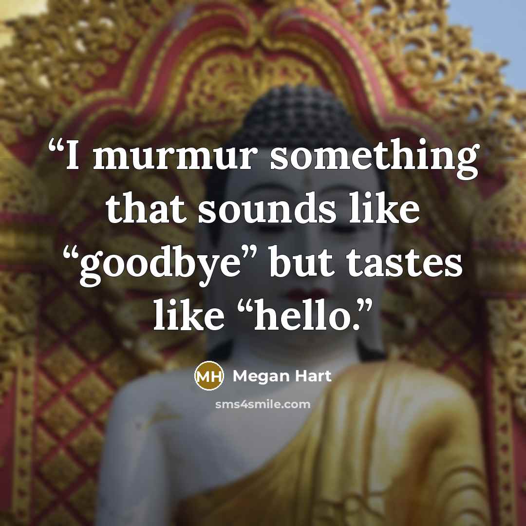 “I murmur something that sounds like “goodbye” but tastes like “hello.” quote by Megan Hart