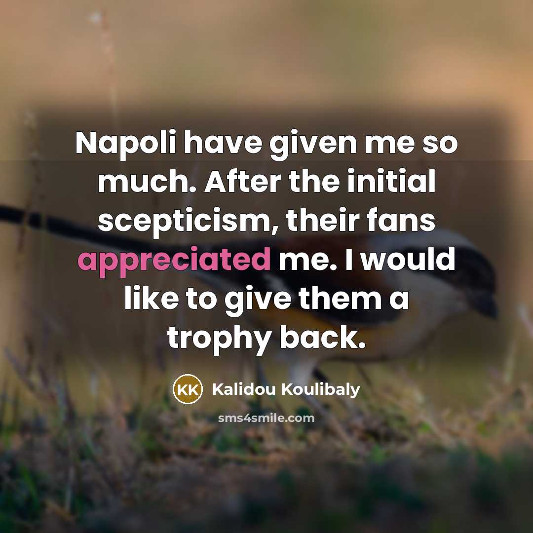 “Napoli have given me so much. After the initial scepticism, their fans appreciated me. I would like to give them a trophy back.” quote by Kalidou Koulibaly