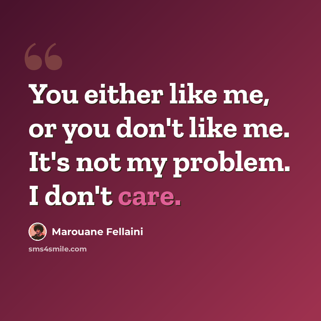 “You either like me, or you don't like me. It's not my problem. I don't care.” quote by Marouane Fellaini
