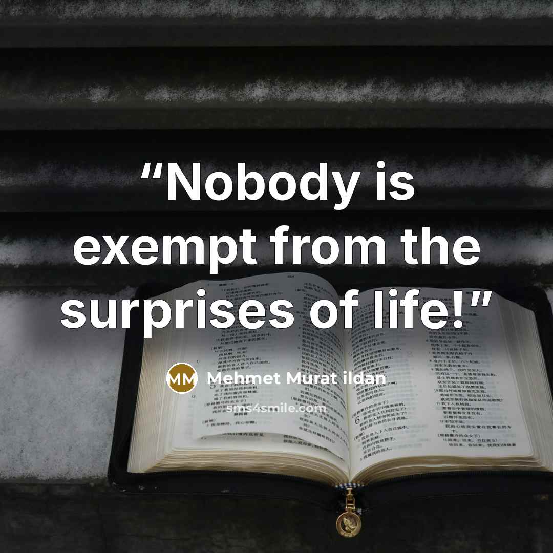 “Nobody is exempt from the surprises of life!” quote by Mehmet Murat ildan