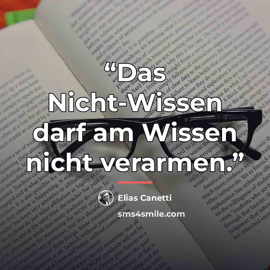 “Das Nicht-Wissen darf am Wissen nicht verarmen.” quote by elias canetti