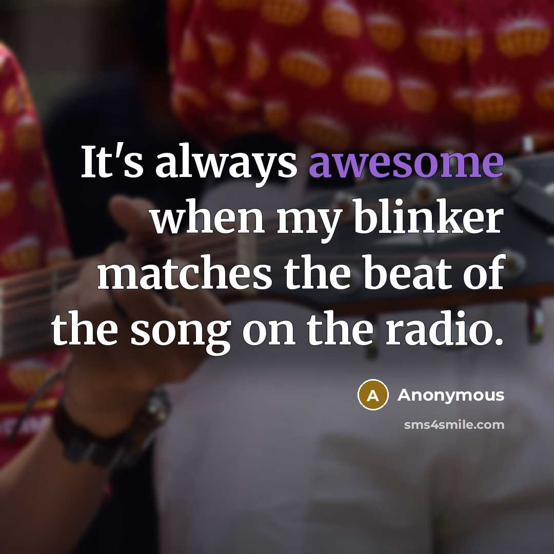 “It's always awesome when my blinker matches the beat of the song on the radio.” quote by Anonymous