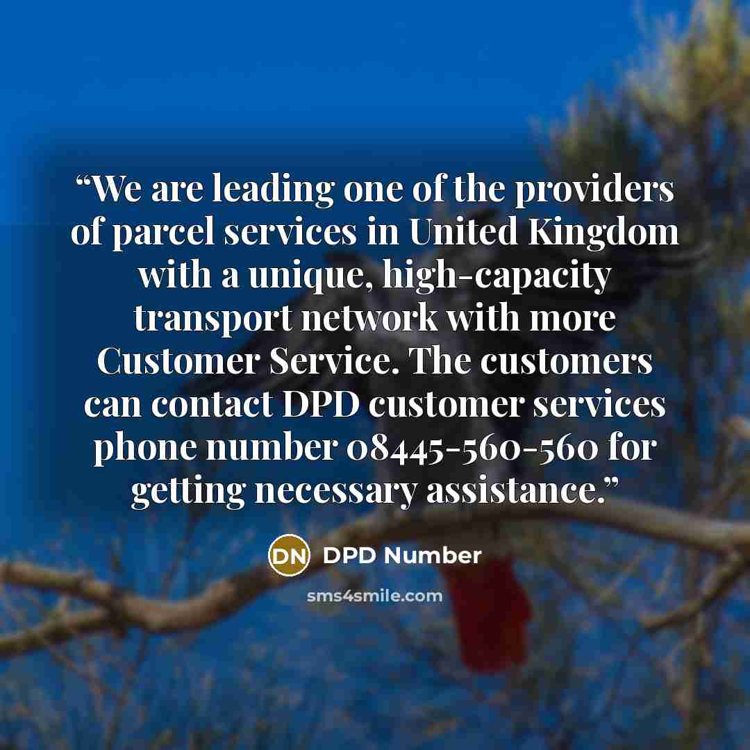 “We are leading one of the providers of parcel services in United Kingdom with a unique, high-capacity transport network with more Customer Service. The customers can contact DPD customer services phone number 08445-560-560 for getting necessary assistance.” quote by DPD Number
