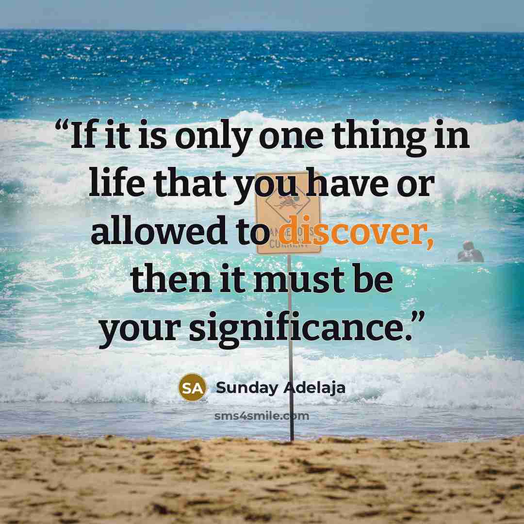 “If it is only one thing in life that you have or allowed to discover, then it must be your significance.” quote by Sunday Adelaja