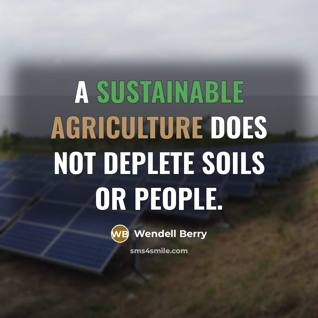 “A Sustainable Agriculture does not deplete soils or people.” quote by Wendell Berry