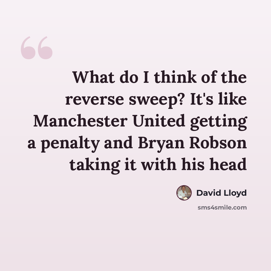 “What do I think of the reverse sweep? It's like Manchester United getting a penalty and Bryan Robson taking it with his head” quote by David Lloyd