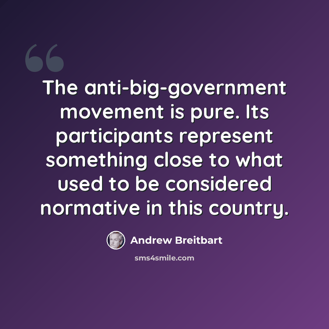 “The anti-big-government movement is pure. Its participants represent something close to what used to be considered normative in this country.” quote by Andrew Breitbart